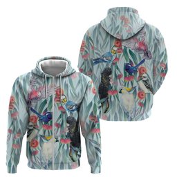 National Bird Week - Aussie Birds on Eucalyptus Zip Hoodie Sky Blue