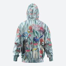 National Bird Week - Aussie Birds on Eucalyptus Zip Hoodie Sky Blue