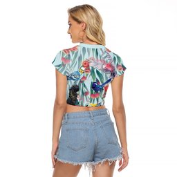 National Bird Week - Aussie Birds on Eucalyptus Raglan Cropped T Shirt Sky Blue