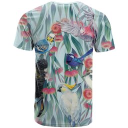 National Bird Week - Aussie Birds on Eucalyptus T Shirt Sky Blue