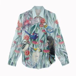 National Bird Week - Aussie Birds on Eucalyptus Women Casual Shirt Sky Blue