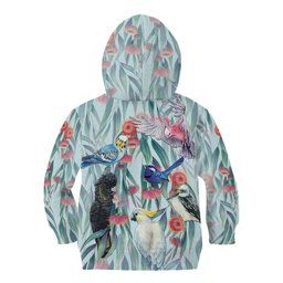 National Bird Week - Aussie Birds on Eucalyptus Kid Hoodie Sky Blue