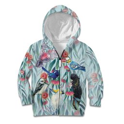 National Bird Week - Aussie Birds on Eucalyptus Kid Hoodie Sky Blue