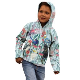 National Bird Week - Aussie Birds on Eucalyptus Kid Hoodie Sky Blue