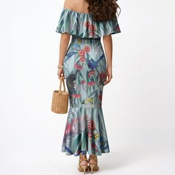 National Bird Week - Aussie Birds on Eucalyptus Mermaid Dress Sky Blue