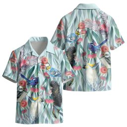 National Bird Week - Aussie Birds on Eucalyptus Kid Hawaiian Shirt Sky Blue