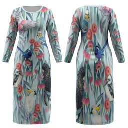 National Bird Week - Aussie Birds on Eucalyptus Family Matching Long Sleeve Bodycon Dress and Hawaiian Shirt Sky Blue