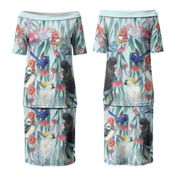 National Bird Week - Aussie Birds on Eucalyptus Family Matching Puletasi and Hawaiian Shirt Sky Blue