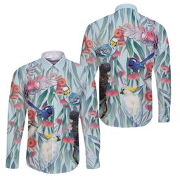 National Bird Week - Aussie Birds on Eucalyptus Family Matching Puletasi and Hawaiian Shirt Sky Blue
