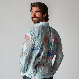 National Bird Week - Aussie Birds on Eucalyptus Long Sleeve Polo Shirt Sky Blue