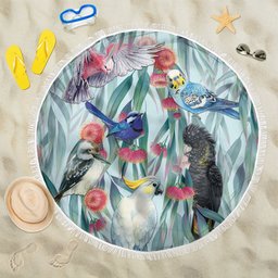 National Bird Week - Aussie Birds on Eucalyptus Beach Blanket Sky Blue