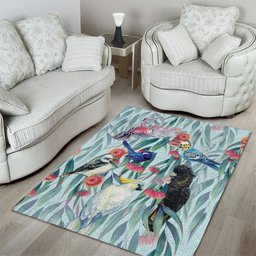 National Bird Week - Aussie Birds on Eucalyptus Area Rug Sky Blue