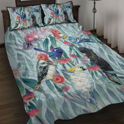 National Bird Week - Aussie Birds on Eucalyptus Quilt Bed Set Sky Blue