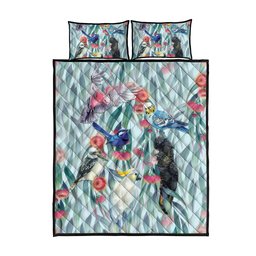 National Bird Week - Aussie Birds on Eucalyptus Quilt Bed Set Sky Blue