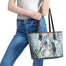 National Bird Week - Aussie Birds on Eucalyptus Leather Tote Bag Sky Blue