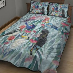 National Bird Week - Aussie Birds on Eucalyptus Quilt Bed Set Sky Blue