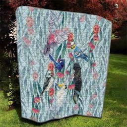 National Bird Week - Aussie Birds on Eucalyptus Quilt Sky Blue