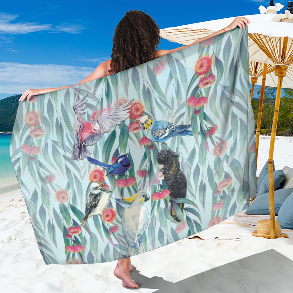National Bird Week - Aussie Birds on Eucalyptus Sarong Sky Blue