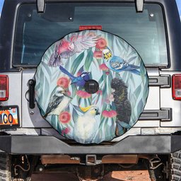 National Bird Week - Aussie Birds on Eucalyptus Spare Tire Cover Sky Blue