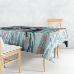 National Bird Week - Aussie Birds on Eucalyptus Tablecloth Sky Blue