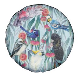 National Bird Week - Aussie Birds on Eucalyptus Spare Tire Cover Sky Blue