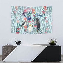 National Bird Week - Aussie Birds on Eucalyptus Tapestry Sky Blue