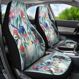 National Bird Week - Aussie Birds on Eucalyptus Car Seat Cover Sky Blue