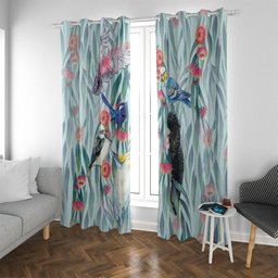 National Bird Week - Aussie Birds on Eucalyptus Window Curtain Sky Blue