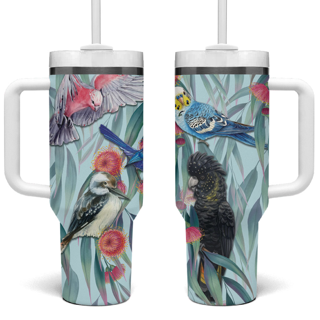 National Bird Week - Aussie Birds on Eucalyptus Tumbler With Handle Sky Blue