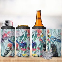 National Bird Week - Aussie Birds on Eucalyptus 4 in 1 Can Cooler Tumbler Sky Blue