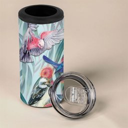 National Bird Week - Aussie Birds on Eucalyptus 4 in 1 Can Cooler Tumbler Sky Blue