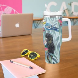 National Bird Week - Aussie Birds on Eucalyptus Tumbler With Handle Sky Blue