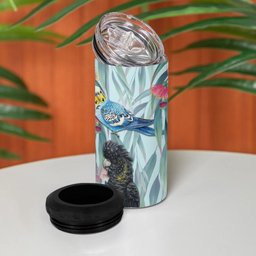 National Bird Week - Aussie Birds on Eucalyptus 4 in 1 Can Cooler Tumbler Sky Blue