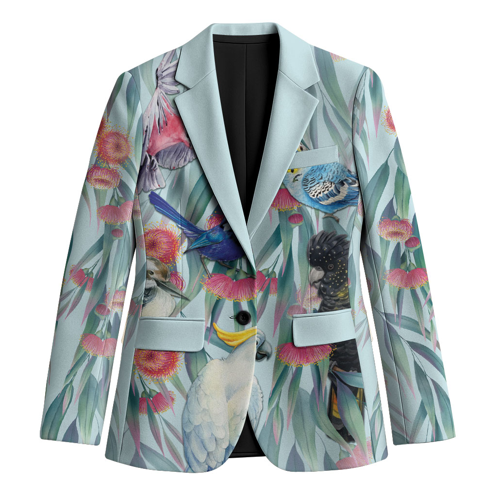 National Bird Week - Aussie Birds on Eucalyptus Blazer Sky Blue
