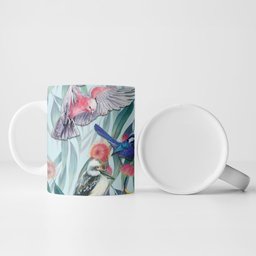 National Bird Week - Aussie Birds on Eucalyptus Ceramic Mug Sky Blue