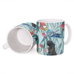 National Bird Week - Aussie Birds on Eucalyptus Ceramic Mug Sky Blue