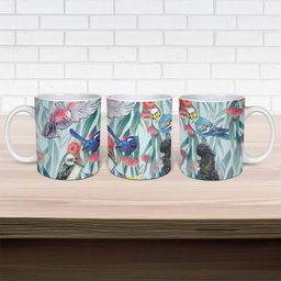 National Bird Week - Aussie Birds on Eucalyptus Ceramic Mug Sky Blue