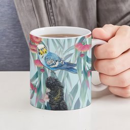 National Bird Week - Aussie Birds on Eucalyptus Ceramic Mug Sky Blue