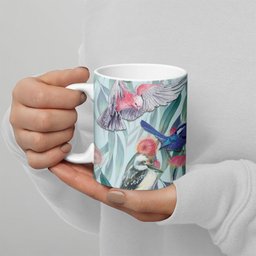 National Bird Week - Aussie Birds on Eucalyptus Ceramic Mug Sky Blue