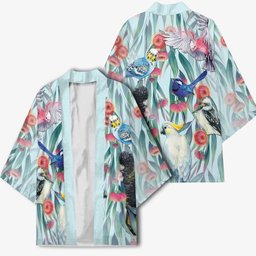National Bird Week - Aussie Birds on Eucalyptus Kimono Sky Blue