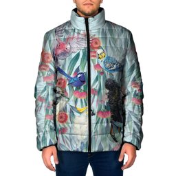 National Bird Week - Aussie Birds on Eucalyptus Padded Jacket Sky Blue