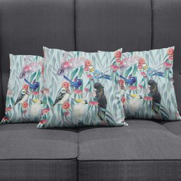 National Bird Week - Aussie Birds on Eucalyptus Pillow Cover Sky Blue