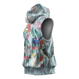 National Bird Week - Aussie Birds on Eucalyptus Sleeveless Hoodie Sky Blue