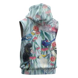 National Bird Week - Aussie Birds on Eucalyptus Sleeveless Zip Hoodie Sky Blue