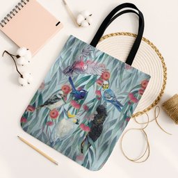 National Bird Week - Aussie Birds on Eucalyptus Tote Bag Sky Blue