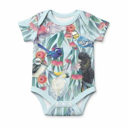 National Bird Week - Aussie Birds on Eucalyptus Baby Onesie Sky Blue