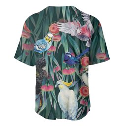 Australia Native Birds on Eucalyptus Baseball Jersey Dark Teal