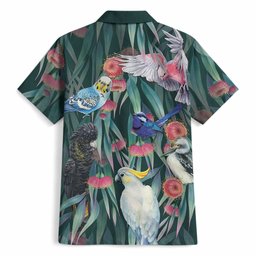 Australia Native Birds on Eucalyptus Hawaiian Shirt Dark Teal