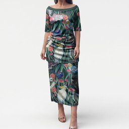 Australia Native Birds on Eucalyptus Puletasi Dark Teal