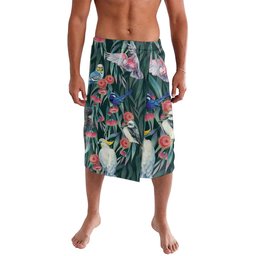 Australia Native Birds on Eucalyptus Lavalava Dark Teal